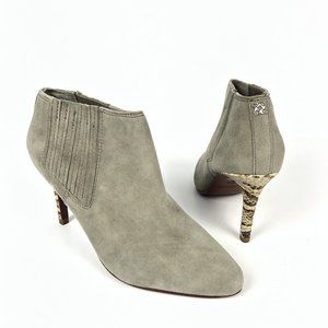 Coach Size 5.5 Dovelyn Gray Suede Snakeskin Heel Ankle Booties Boots